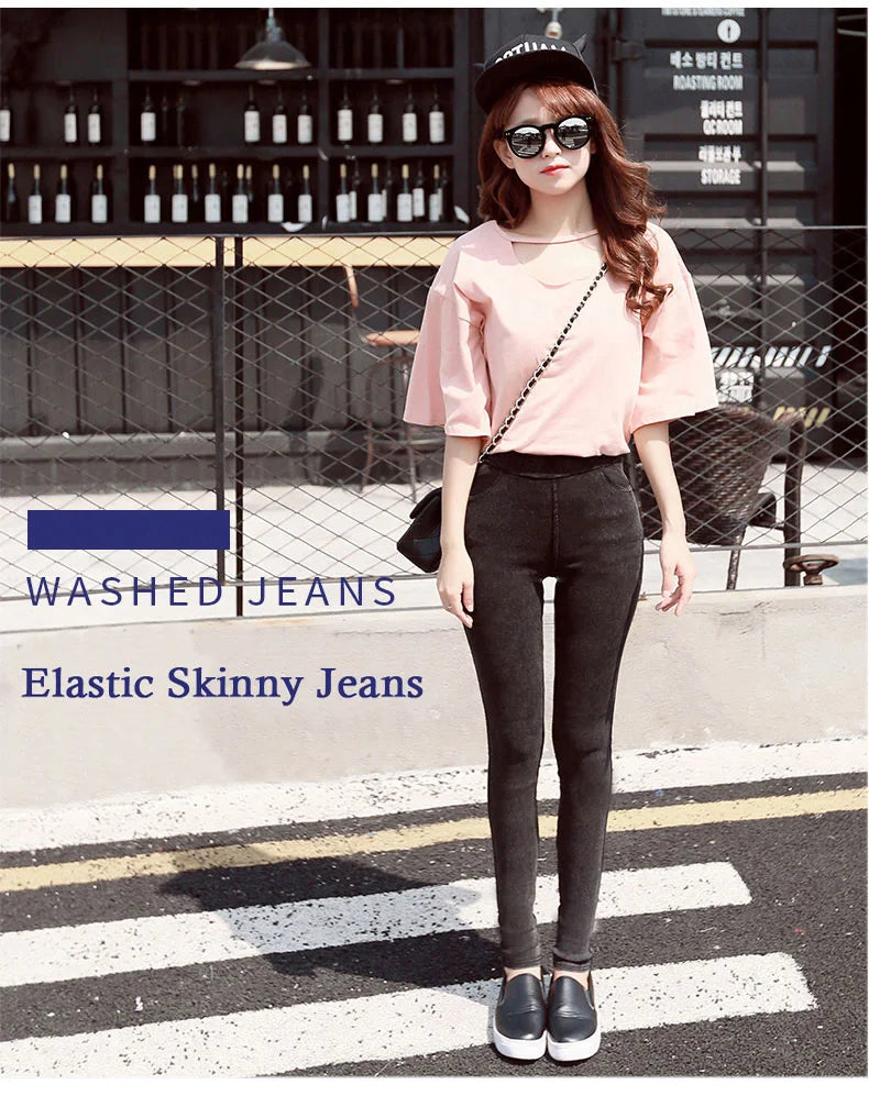 BIVIGAOS Fashion Women Basic Casual Slim Stretch Denim Jeans Leggings Pencil Pants Thin Skinny Jeggings Korean Womens Clothing.