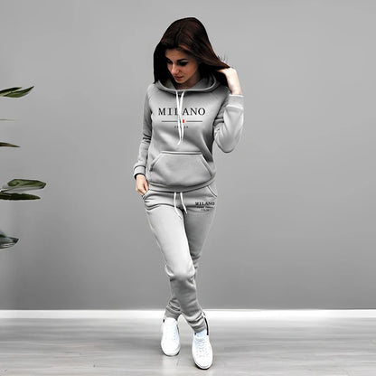 Autumn Winter Woman Clothing Printed Casual Sweatshirt Sweatpants Set Jogging Hoodie Tracksuit Sports Home Womens Pants Suit y2k.