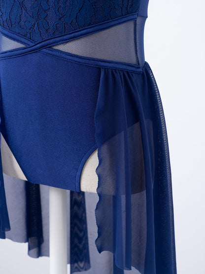 Mädchen Ballett Gymnastik Trikot lyrischen Tanz kleid ärmellose florale Spitze Tutu Tanz kleidung für Eiskunstlauf Bühnen performance.