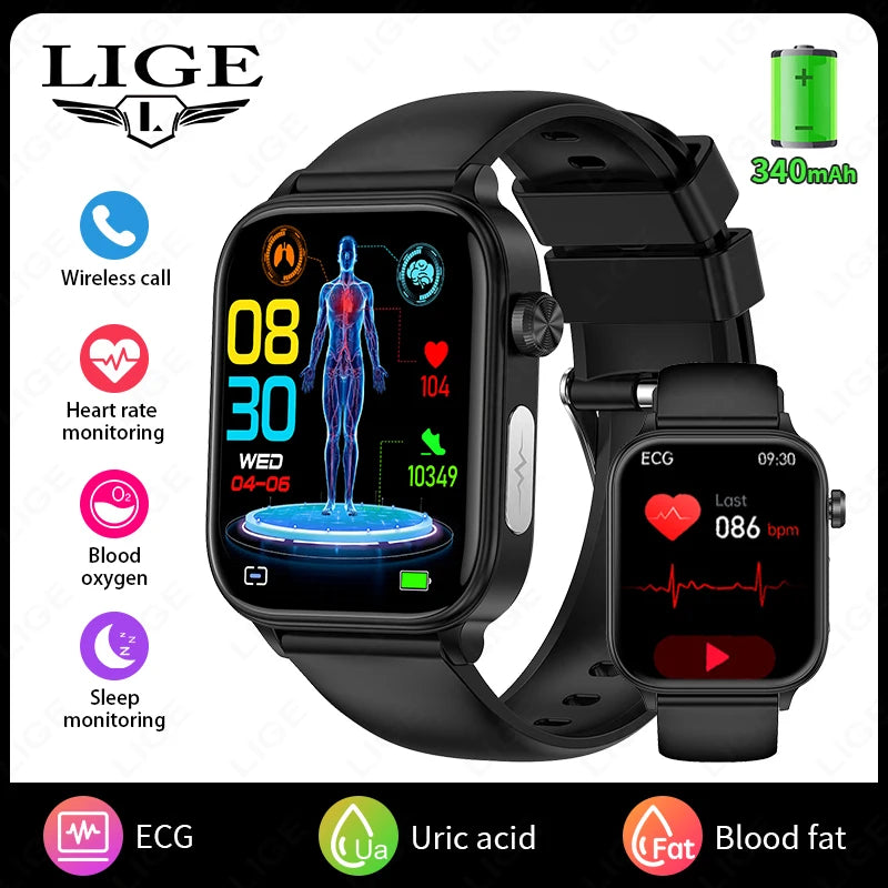 2025 New ECG+PPG Smart Watch Women Heart Rate Blood Lipid Uric Acid Women Menstrual Health Tracker Smartwatches For Android iOS