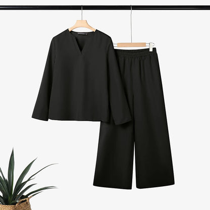 2025 ZANZEA Stylish Autumn 2 Piece Sets Women Outfit Casual V Neck Long Sleeve Tops Pant Set Solid Loose Work Tracksuit Oversize