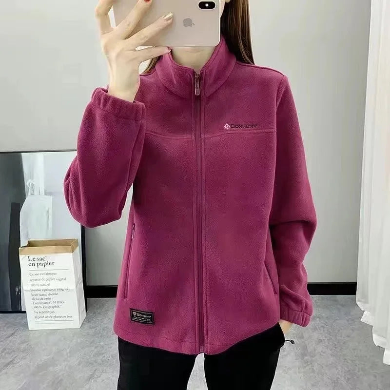 Plus Größe Herbst Winter Polar Fleece Warme Mantel Frauen Sweatshirt Outdoor Sport Casual Zipper Strickjacke Jacke Top Schlank Jugendliche