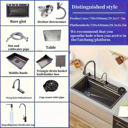 Modern Double Bowl Workstation Sink – Stainless Steel Undermount with Fast Drainage, Waterfall Rinse & Tool Holder