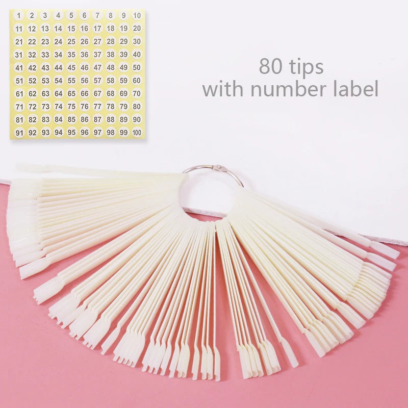 80/50/20pcs Nail Display Sticks Nail Swatch False Nail Tips Nail Gel Polish Practice Clear Display Board for Nail Art Tools