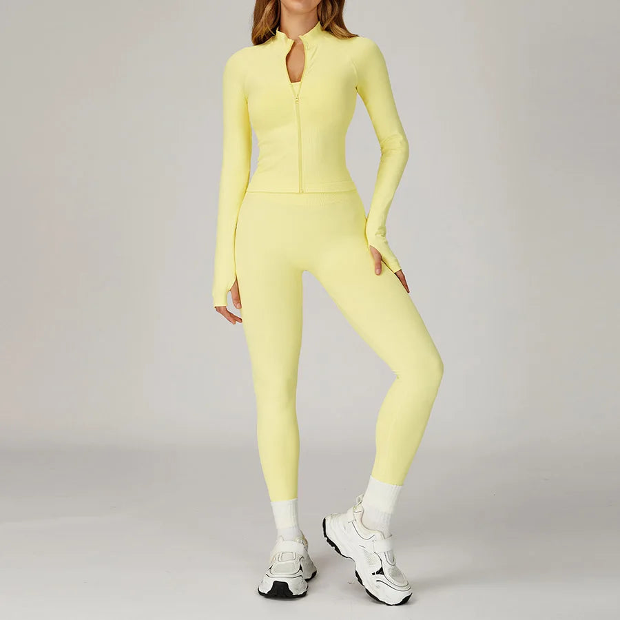 2PCS Yoga Suit Sports Set Women Gym Set Woman Tracksuit Running Workout Long Sleeve Sports Shirt Shorts and bra set Sport Outfit