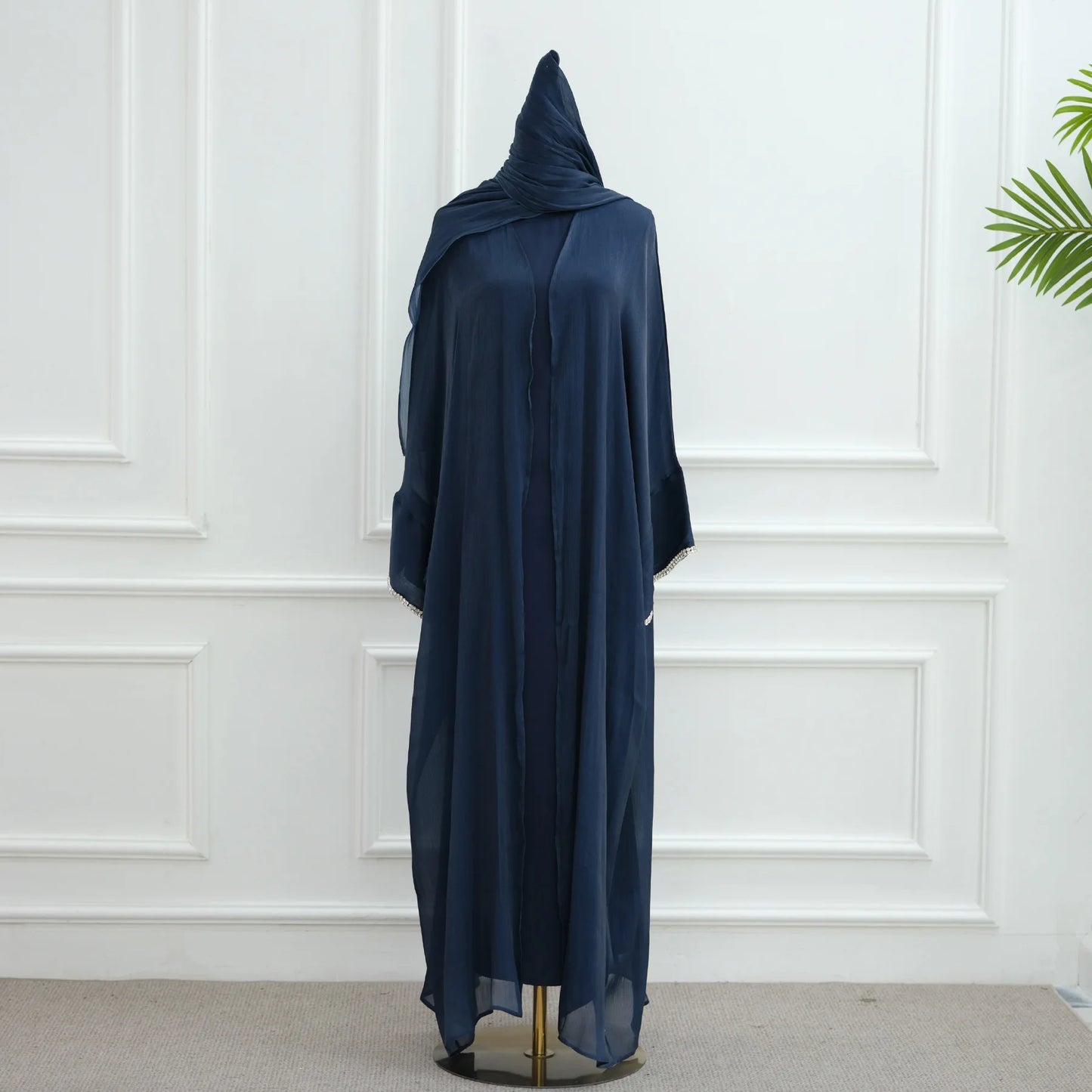 2025 New Abaya Set Shinny Dubai Abaya Cardigan Inner Dress Hijab 3pcs Set Islamic Clothing Women Abaya Muslim Dress