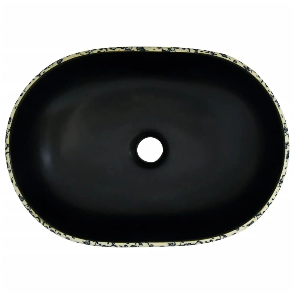 Aufsatzwaschbecken Schwarz und Blau Oval 47x33x13 cm Keramikwaschbecken, Badezimmer und Küchen, Dekoartikel, Badezimmerzubehör