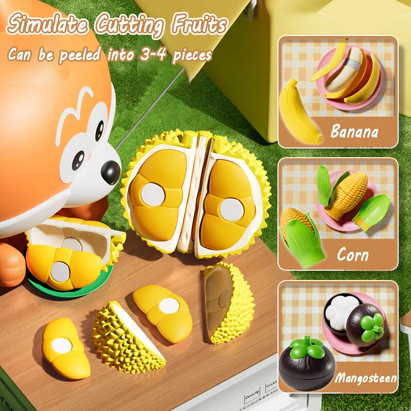 Kid Pretend Play Kitchen Toy Set Simulation Cut Fruit Vegetables Sensory Game Make Pizza Food Cook Girl Interactive Education To.