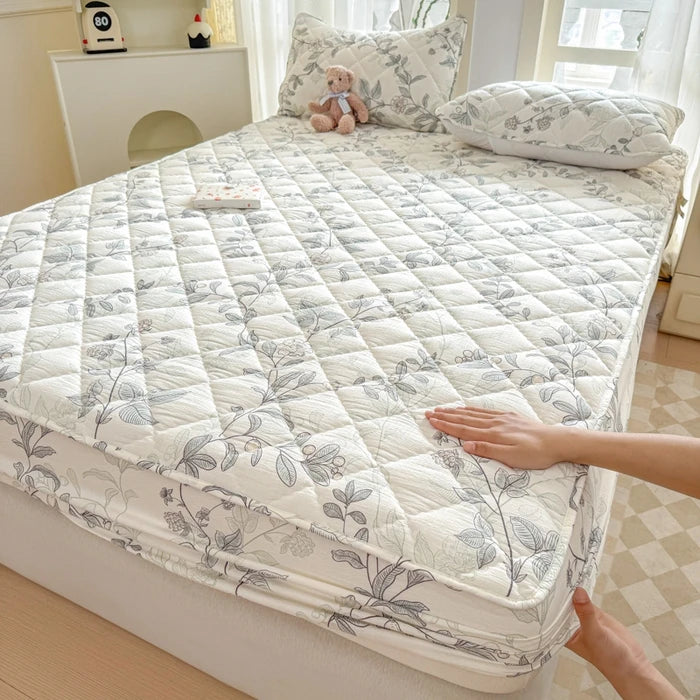 1pc Floral Style Bed Cover Quilted Bedspread Non-slip Mattress Protector Adults Kids Room Bedsheets 매트리스 커버 (No Pillowcase)