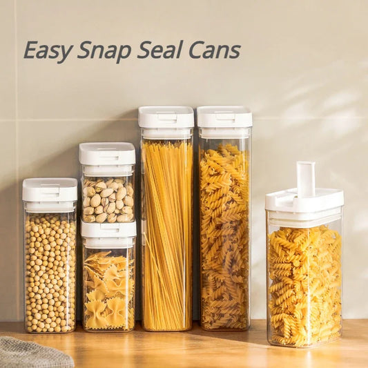 Moisture-Proof Sealed Tank Square Transparent Grain Storage Jar Dried Fruit Snack Box Cans Kitchen Plastic Container Organizer.