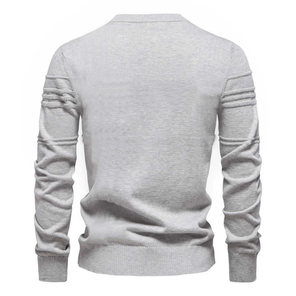 AIOPESON Mens Crewneck Pullover Sweater Knitted Cotton Stripped Quality Autumn Winter Warm Sweaters for Men.