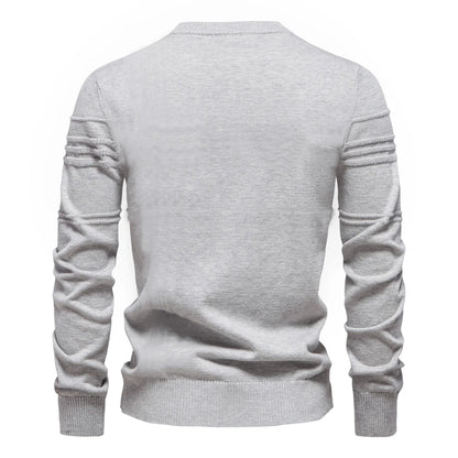 AIOPESON Mens Crewneck Pullover Sweater Knitted Cotton Stripped Quality Autumn Winter Warm Sweaters for Men.