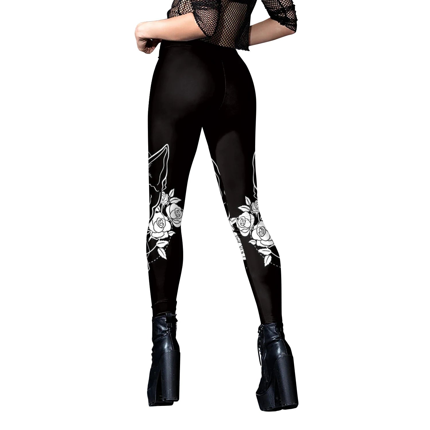 [You're My Secret] Sexy Women's Black Ouija Punk Rock Gothic Leggings For Women Push Up Fitness Legging Stretch Printed Leggins.