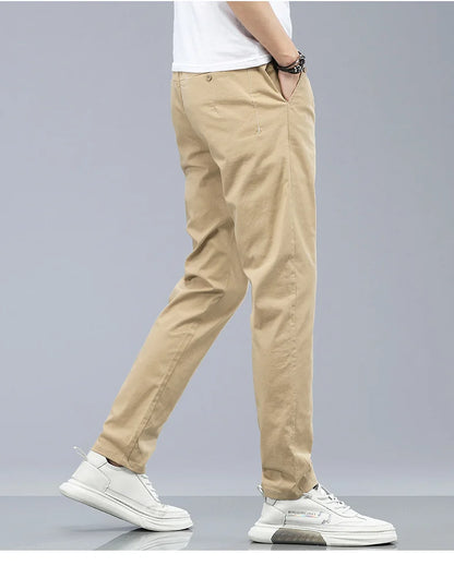 Marke Kleidung männer Casual Hosen 98% Baumwolle Dünne Business Gerade Slim Fit Klassische Hosen Stretch Frühling Sommer Männliche Hosen.