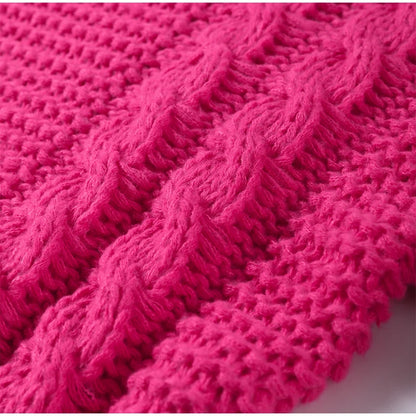 Casual Twists Stricken Oversize-Pullover Frauen Oansatz Lange Flare Hülse Lose Solide Pullover 2025, Herbst Winter Vintage Pullover.