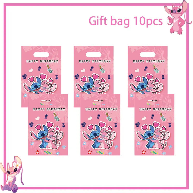 Disney Rosa Stich Geburtstag Party Dekorationen Geschirr Set Tischdecke Hintergrund Banner Für Kinder Geburtstag Dekorationen Lieferungen