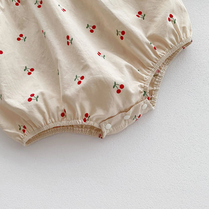 2025, Frühling, neu, niedliche Kleidung für Kleinkinder, Kinder, Baby, volle Ärmel, Peter-Pan-Kragen, Kirsche, Outfits für Neugeborene, 0–24 Monate.