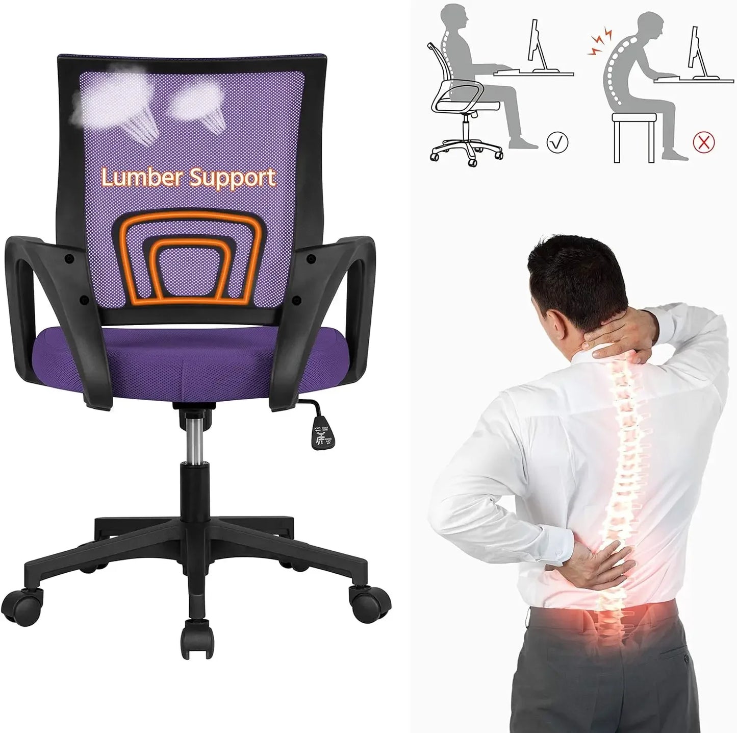 Home-Office-Stuhl verstellbarer Gaming-Stuhl Ergonomischer Drehstuhl mit mittlerer Rückenlehne Sessel Büro Schreibtischs tuhl Wohn möbel