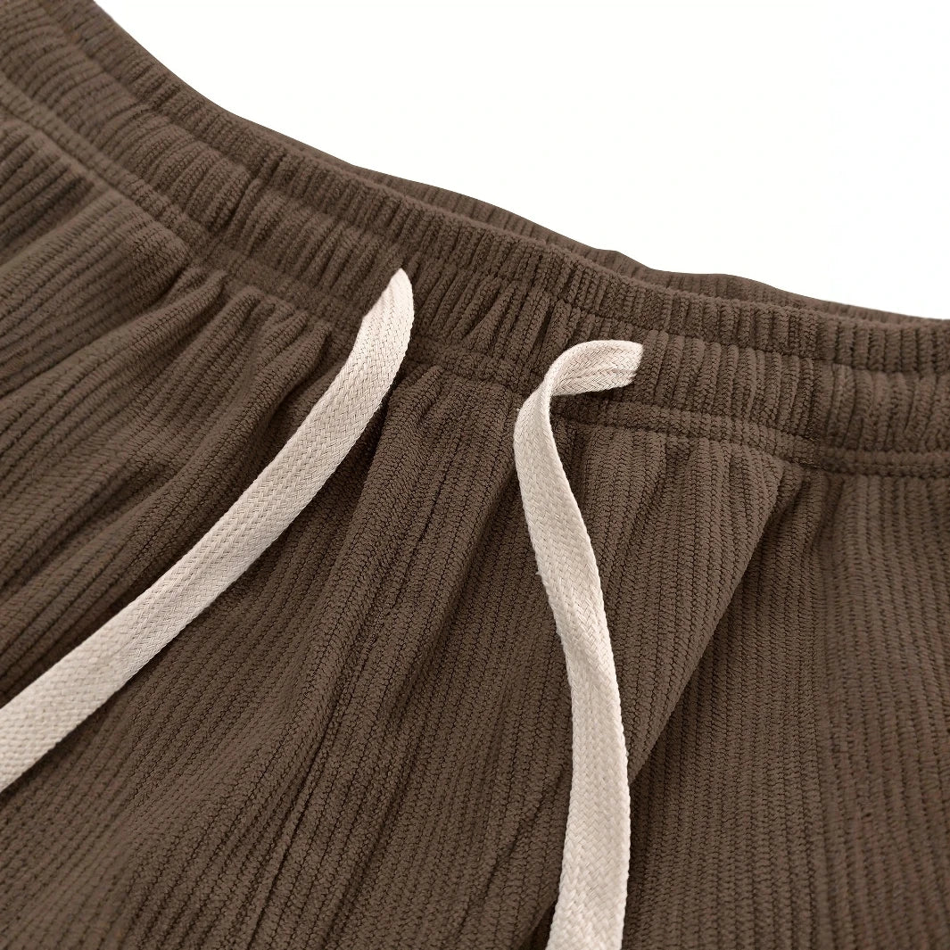 Neue Frühlings- und Herbst-Cord-Freizeithose für Herren, einfarbig mit Kordelzugtaschen, atmungsaktiv und bequem, geeignet für.