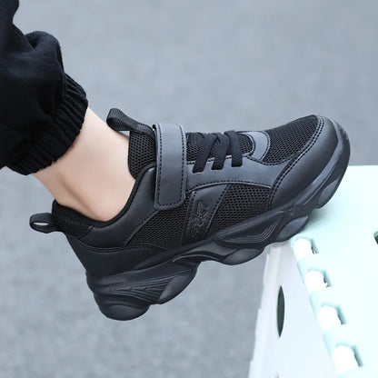 Children's Fashion Sports Shoes Breathable Student Black School Walking Shoes Anti-skid Boys& Girls Casual Running Sneaker