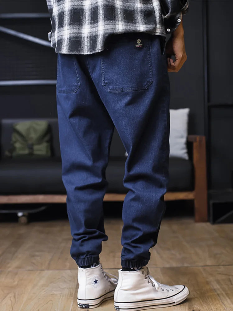 Plus Size Jeans Men Loose Joggers Streetwear Harem Jeans Cargo Pants Ankle-Length Denim Trousers.