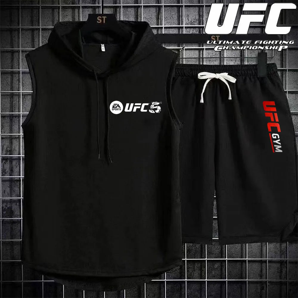 New Summer Men's Two Piece Set Casual T-Shirt and Shorts Set Fashion Short Sleeve Tracksuit Men Women Sports Suit Hooded T-shirt.