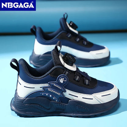 Boys Anti-Slip Waterproof Leather Running Shoes Outdoor Sports Walking Shoes Comfort Kids Sneakers For Autumn Winter 5-16 Years.