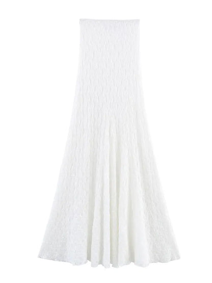 Tossy Fashion Summer Lace Long Skirt Women See-Through Slim High Waist Hollow Out Patchwork Elegant Commute Female Maxi Skirt