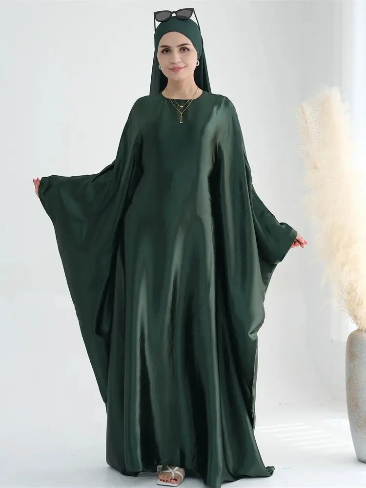 Eid Batwing Satin Shimmer Soft Crepe Abaya Dubai Luxury 2024 Islam Muslim Maxi Kaftan Dress Kebaya Abayas For Women Vestidos