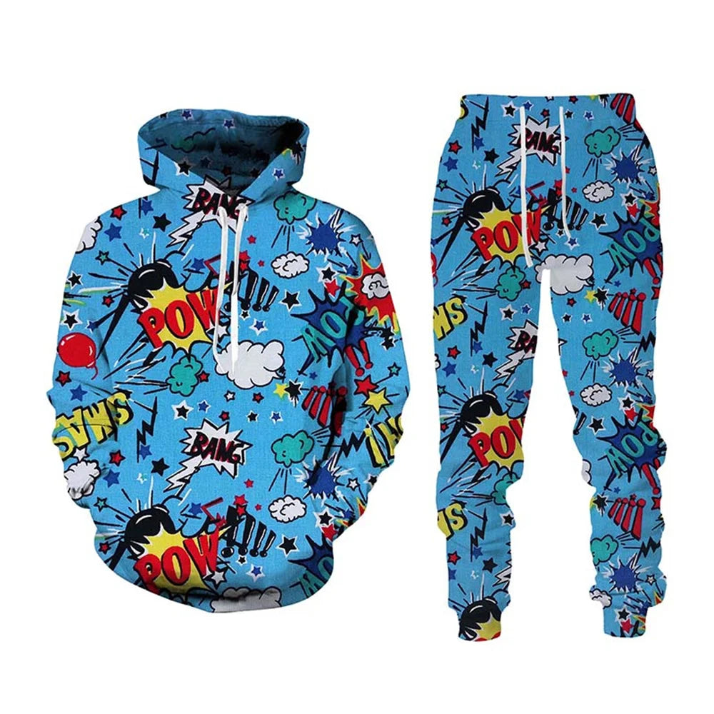 New Hip Hop 3d Cartoon Printed Tracksuit Set Man Woman Hoodie+pants 2pcs Sets Fashion Sportwear Spring Autumn Pullover Clothing.