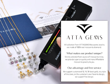 ATTAGEMS DVVS1 Full Moissanite Cuba Chain for Man Women 925 Sterling Silver 18k Gold Plated Hip Hop Tennis Bracelet Fine Jewelry.