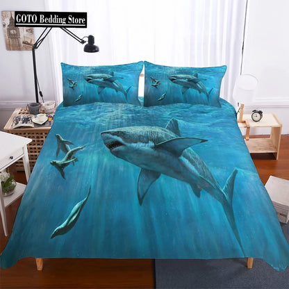 2021 Thick Bedding For Shark Ocean 3D Print Duvet Cover Pillowcases Black And White Bedding Sets Ropa De Cama Euro Size 2/3pcs.