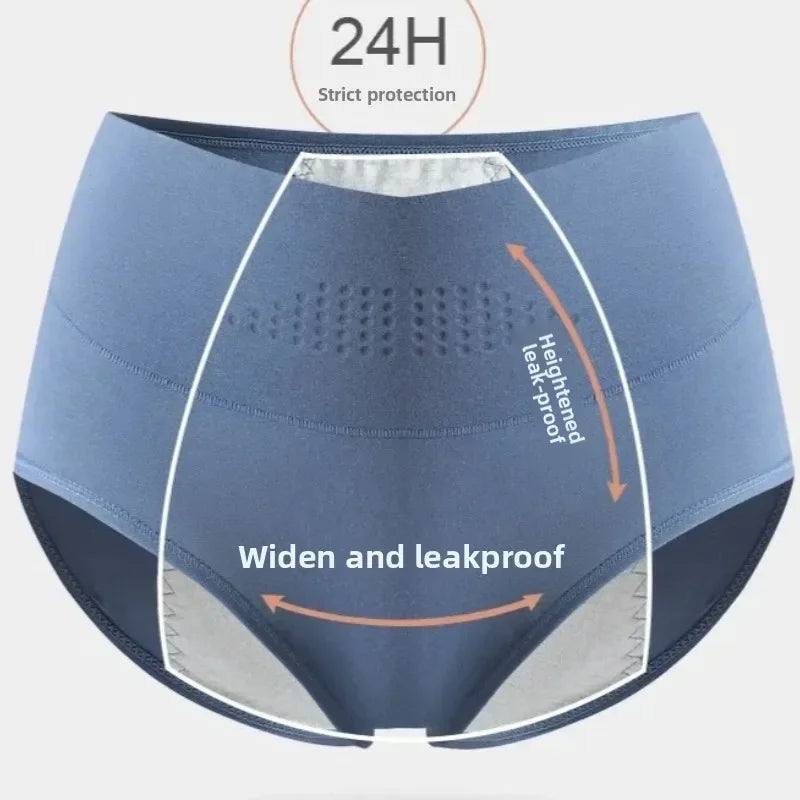 Menstrual Women's Panties High Waist Widen Period Pants Leak Proof Physiological Underwear Cotton Female Briefs Plus Sizes L-4XL.