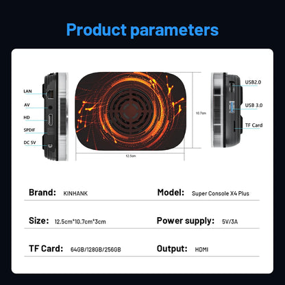 KINHANK Amlogic S905X4 Retro Video Game Console Super Console X4 Plus 90000 Game for 60+ Emulator Arcade/MAME/NAOMI Game Console.