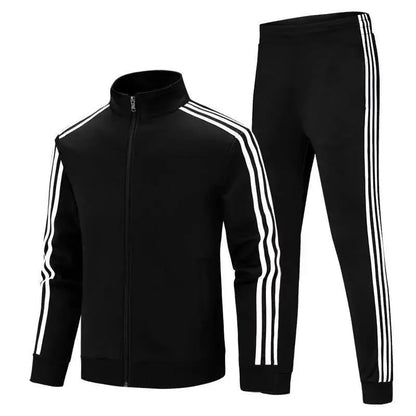 Men's Long Sleeve Running Suit Set Stand Collar Morning Run Versatile Slim Fit Sportswear Two Piece Popular Cross-Border.
