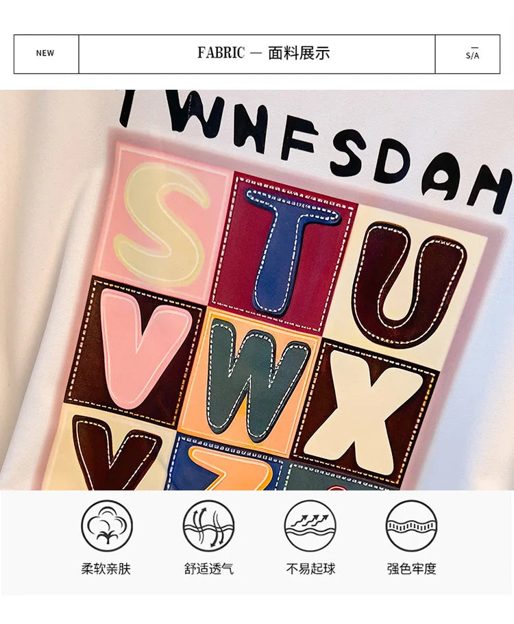 170 kg Plus Größe Damen Büste 170 Frühling Herbst Lose Langarm Druck Brief Pullover Sweatshirts 4XL 5XL 6XL 7XL 8XL 9XL.