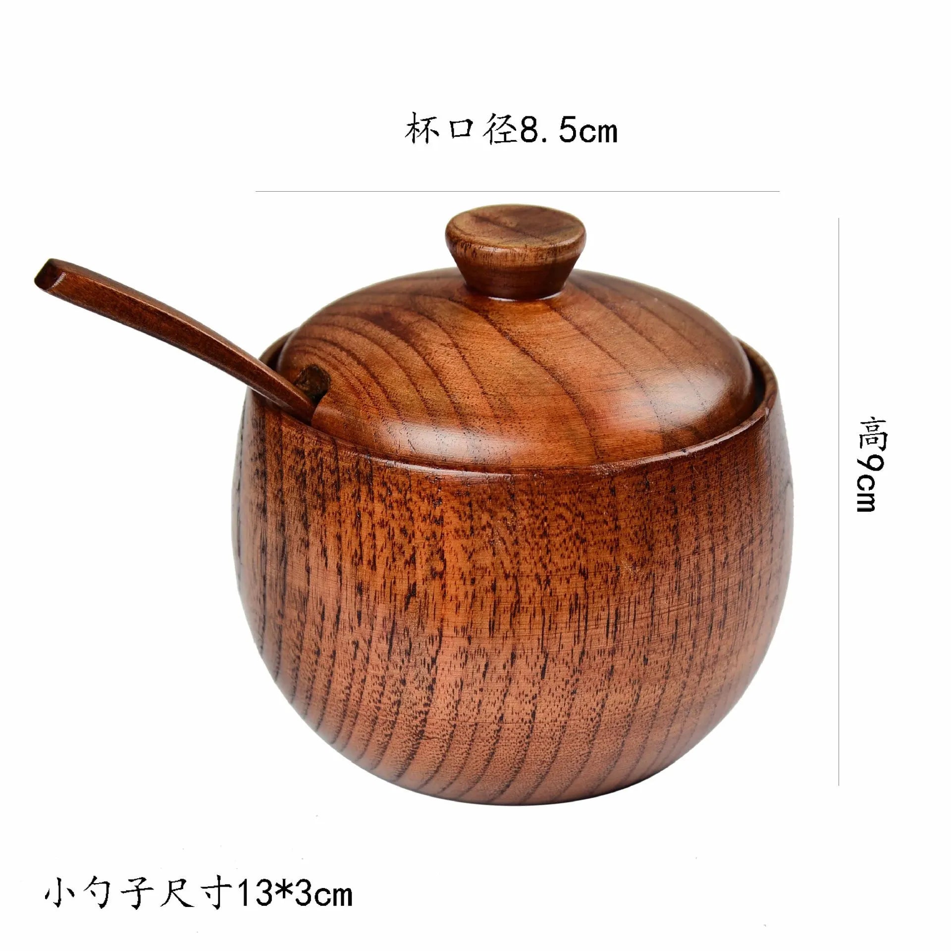 Kitchen Seasoning Jar Creative Retro Wooden Salt Pot Seasoning Storage Jar Spice Pot With Lid.
