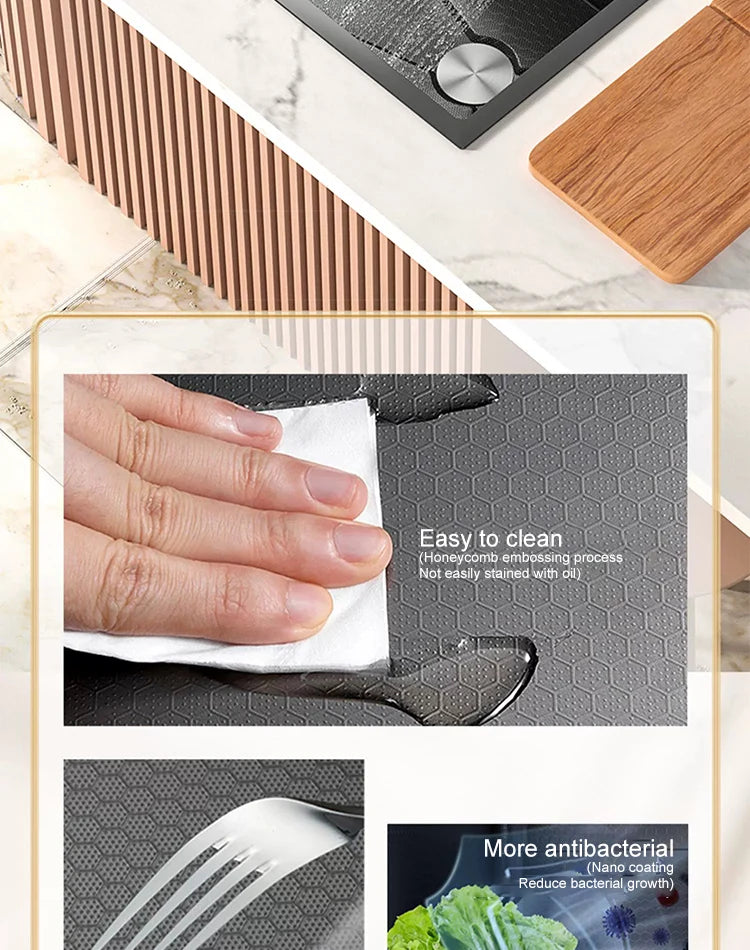 Large Single Slot Embossed Stainless Steel Waterfall Kitchen Sink  Household Wash basin Dishwashing  Sink For Kitchen