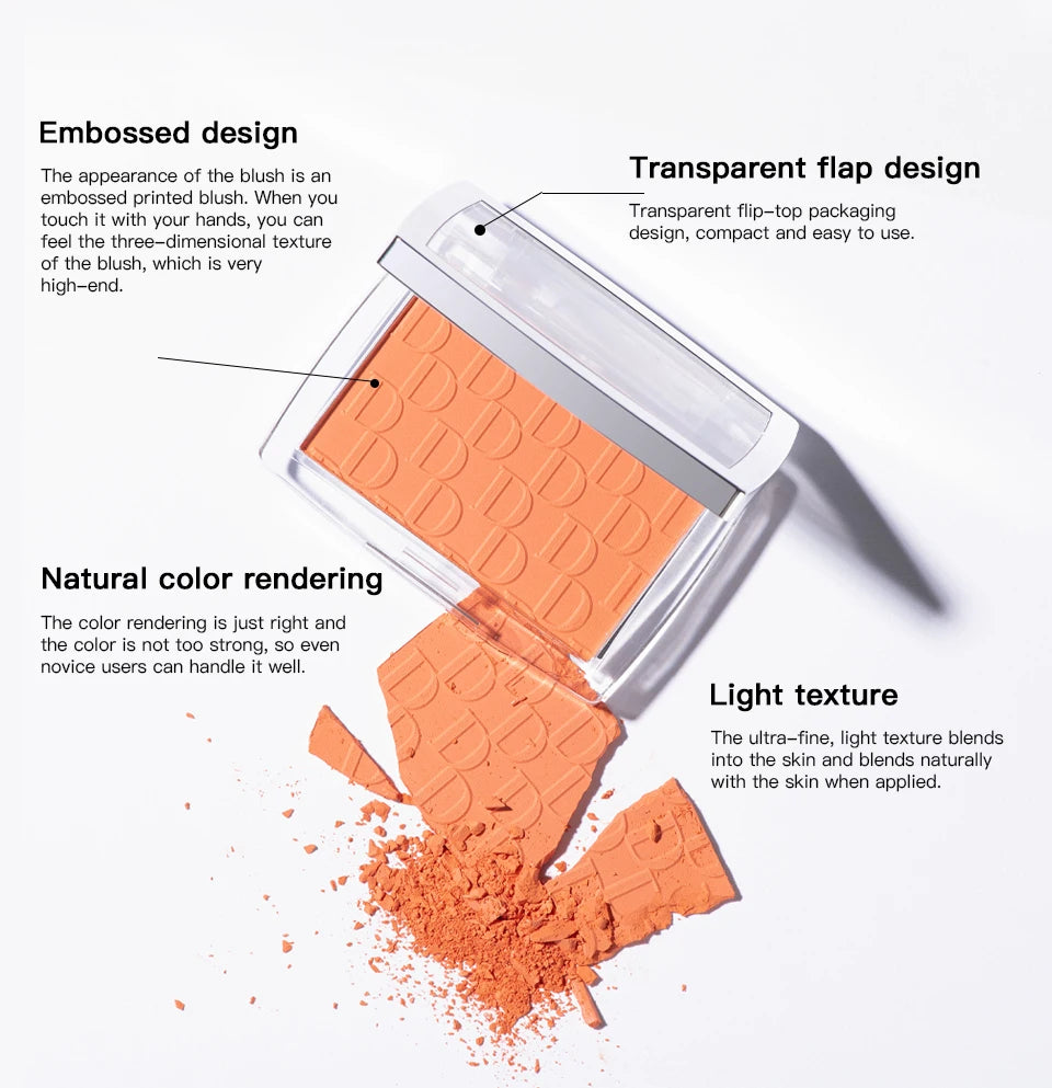 Blush Matte Natural Cheek Tint Brighten Face Waterproof Face Contouring Cosmetics Blush Powder Soft Female Makeup For Cheeks.