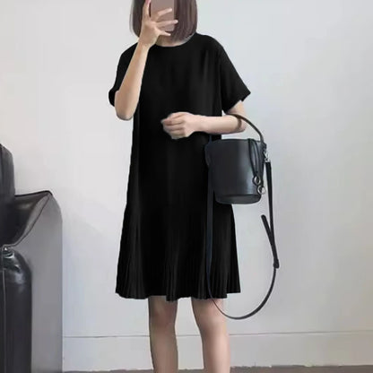 Zanzea lässig solide plissierte Kleid Frauen Sommer Kurzarm knielange Robe 2024 koreanische lose einfache Patchwork Vestido Overs ize.