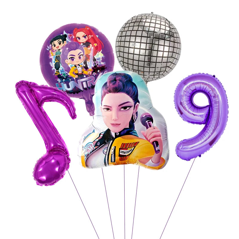 1 Set Kpop Dämonenjäger Thema Ballon Mädchen Alles Gute zum Geburtstag Party Dekoration Kinder Baby Dusche Geschenke Lieferungen.
