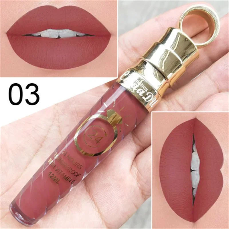 20 Colors Lipstick Waterproof Long Lasting Matte+Shimmer Mental Beauty Lip Gloss Nude Glitter Lip Gloss Beauty Sexy Lip Tint.