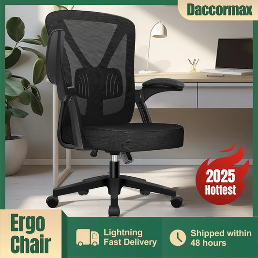 Daccormax Ergonomischer Bürostuhl, verstellbare Lordosenstütze, drehbar, robuste Rollen, gepolsterte Armlehnen, Multi-Neigefunktion zum Entspannen.