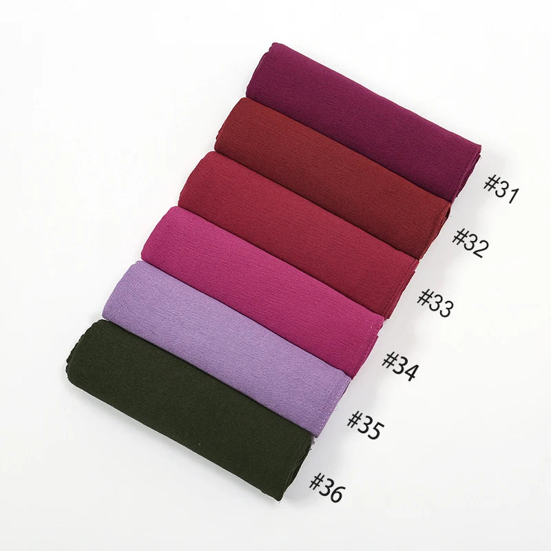 New Arrival Crinkle Rayon Hijab Women Muslim Scarf Shawls Solid Headscarf Wraps Big Size Plain Islamic Turban Headbands Foulard.