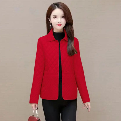 Herbst Winter Frauen Midi Plaid Stepp Mäntel Mode Weibliche Koreanische Kleidung Neue Feste Beiläufige Verdicken Warme Langarm Jacken