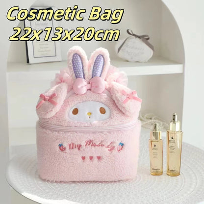 Cute My Melody Sweet Piano Cosmetic Bag Lovely Pink Drawstring Bag Kawaii Jewel Case Japanese Style Plush Bag Gifts Girl