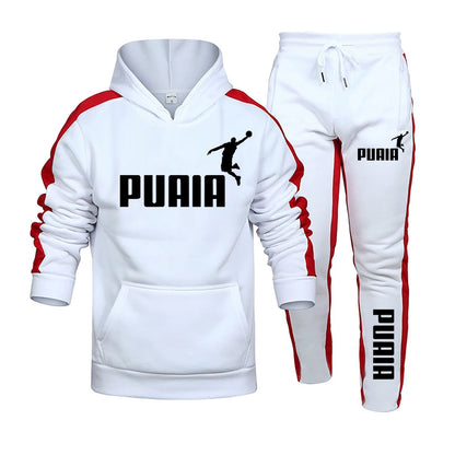Autumn Winter Popular Mens Tracksuit Hooded Sweatshirts+Jogging Pants Set Daily Gym Outfits Casual Sports High Street Clothing.