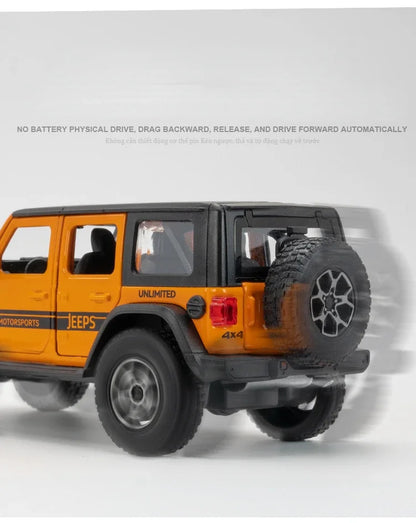 1:32 Jeep Wrangler Rubicon Off-road car Alloy Model Car Toy Diecasts Metal Casting Sound and Light Car Toys For Children Vehicle.