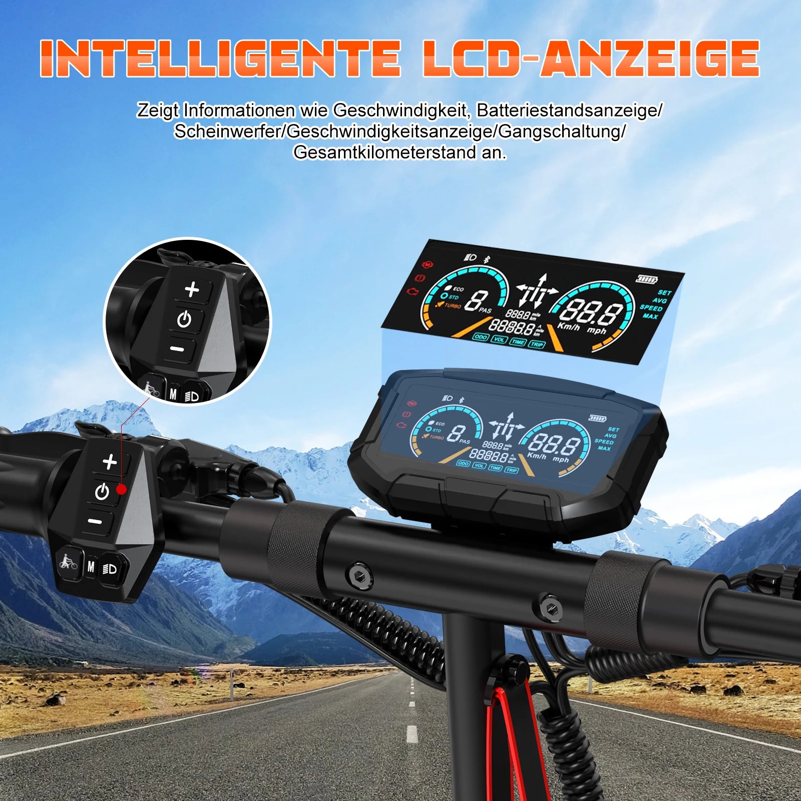 RCB Electric Scooter D5 Pro/D5 (ABE), 48V 27/20.8 Ah Battery, 500W Motor, 10“ Flatproof  Tyre, Dual Shock Absorption E Scooter.