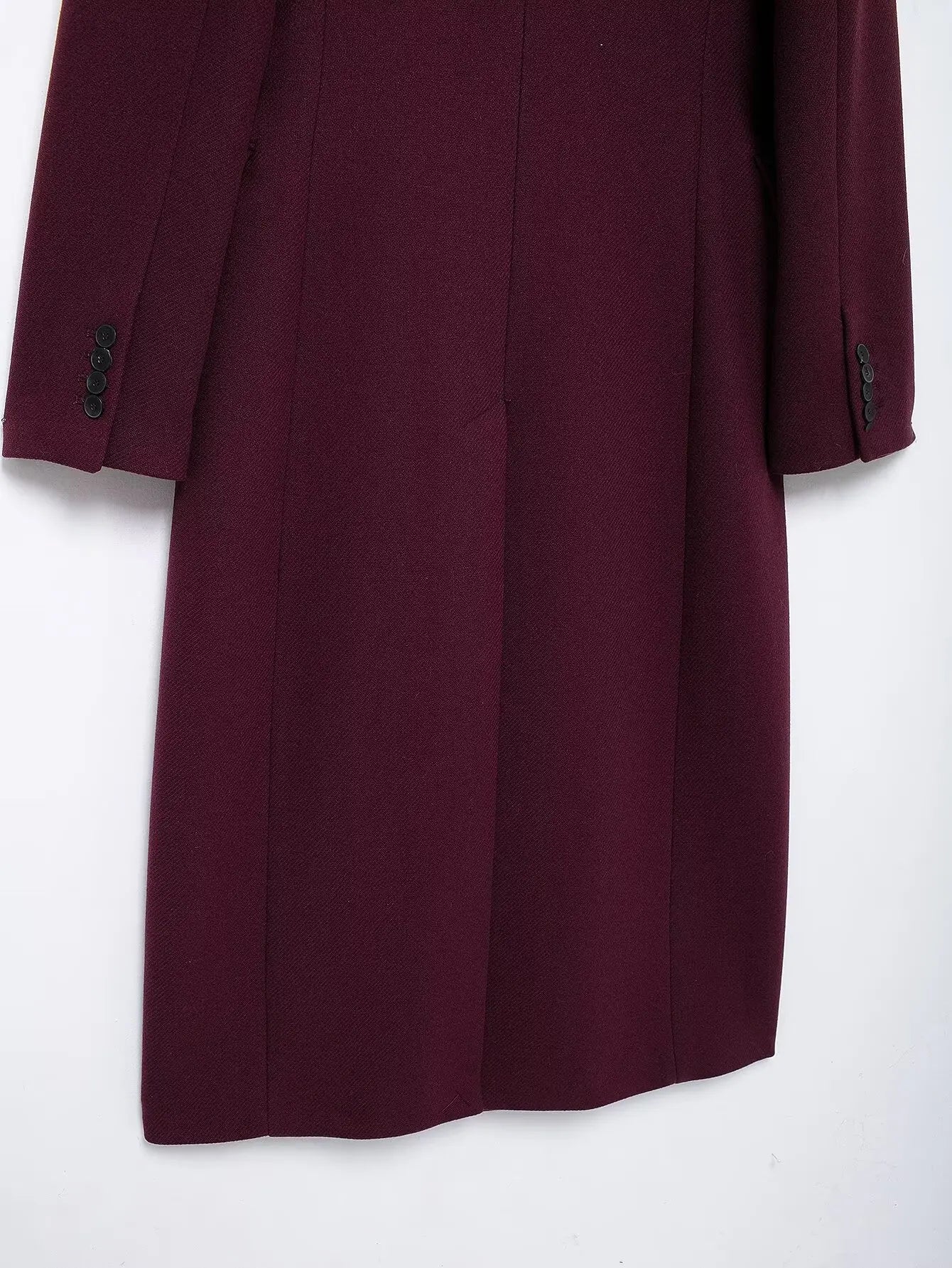 TRAFZA Frauen Mode Burgund Woolen Mantel Zweireiher Langarm Revers Blends Jacke Herbst Winter High Street Oberbekleidung.
